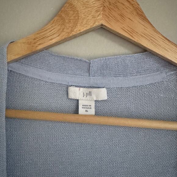 J. Jill Linen Cardigan Size XL Blue Open Front Dolman Sleeve Lagenlook Coastal - Picture 3 of 12
